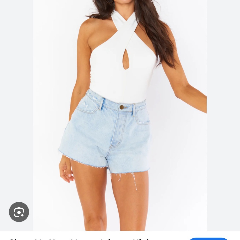 Show me your mumu blue Light Blue Denim Women's Shorts Arizona high waist NWOT